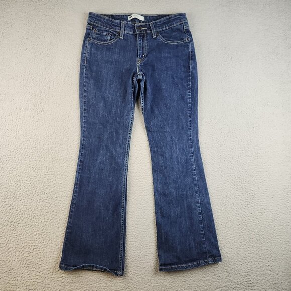 Levi's 518 Jeans Women's 9S Bootcut Super Low Rise Dark Wash Blue Ladies Pants - Picture 1 of 11